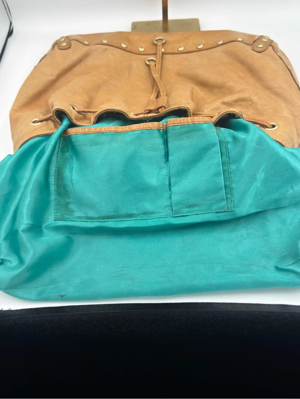 Charles David Tan Drawstring Hobo Shoulder Bag